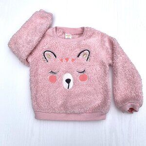 Girls Gymboree Pink Sherpa Plush Pullover Sweater 3T
